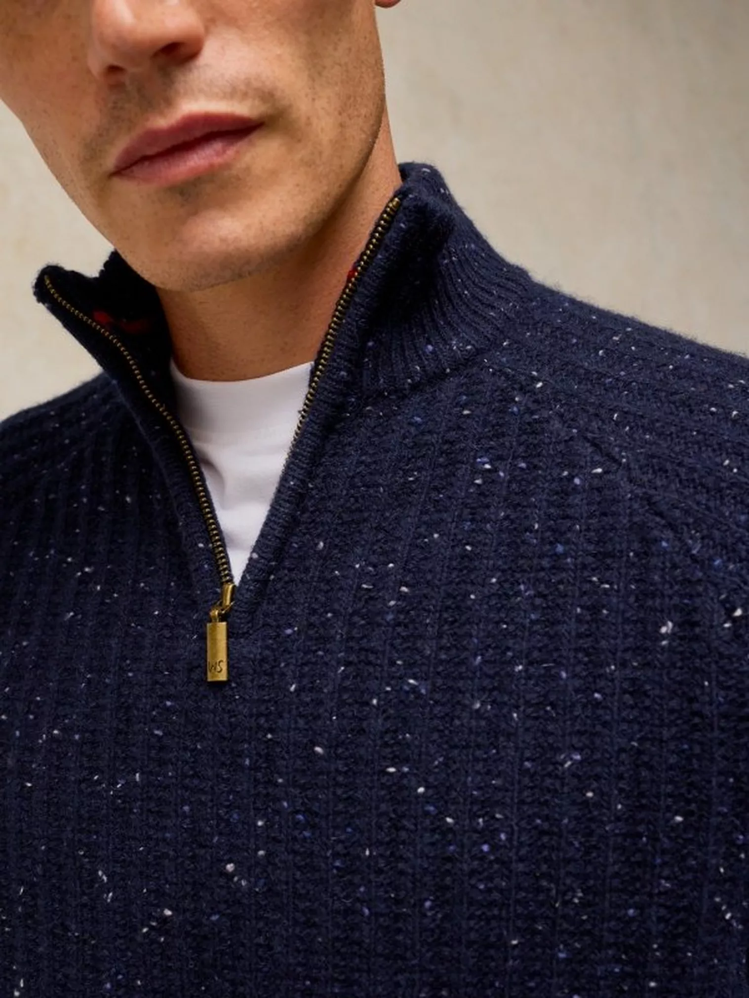 White Stuff Selby Herentrui Navy | Wol met rits-3