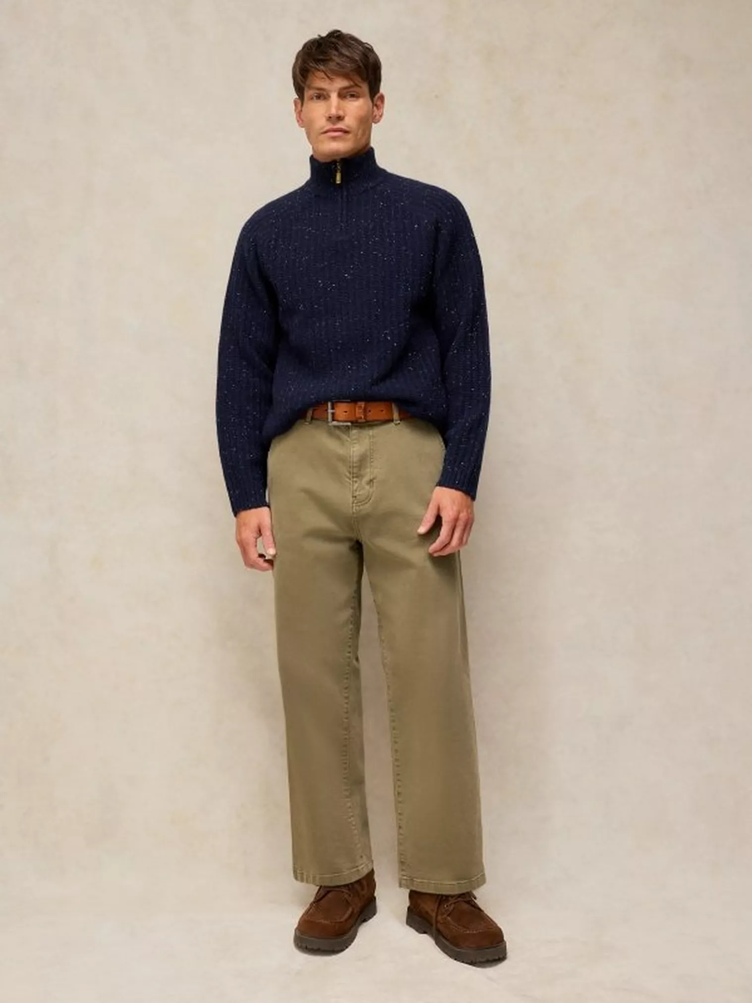 White Stuff Selby Herentrui Navy | Wol met rits-4