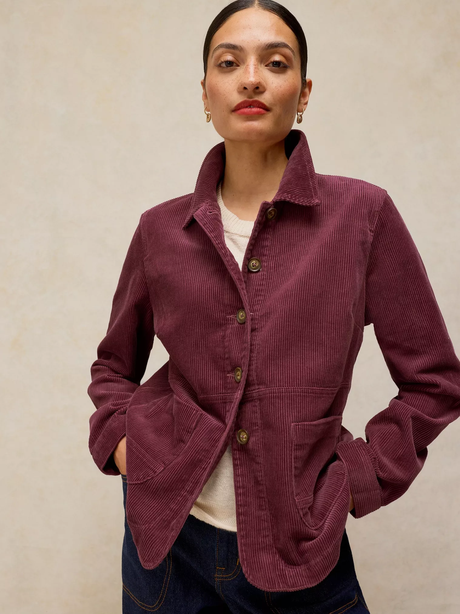 White Stuff Carrie Cord Jacket Oudroze | Damesjasje-1