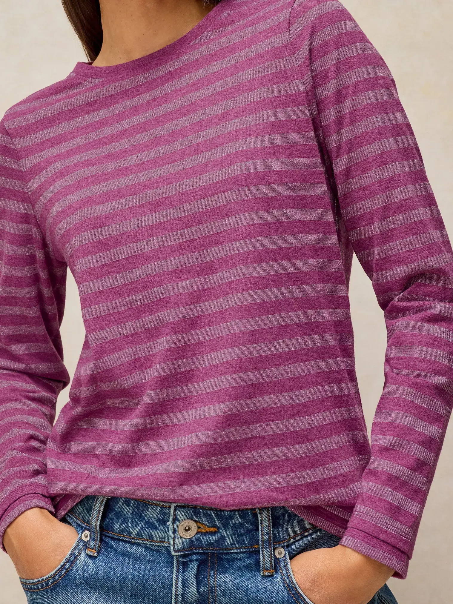 White Stuff Clara Stripe Sparkle | Dames longsleeve-4