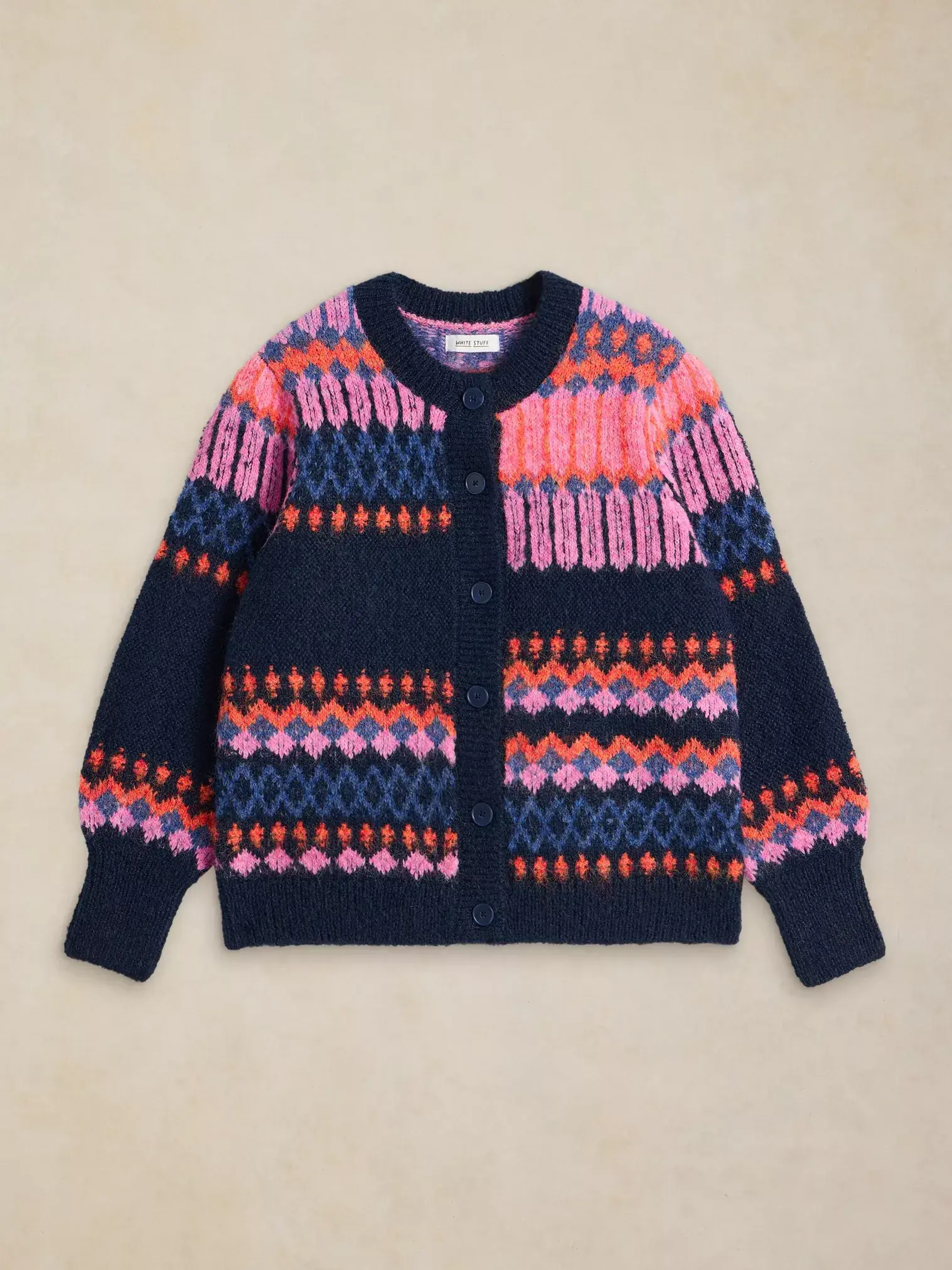 White Stuff Kelly Fluffy Vest Navy Multi | Damesvest-4
