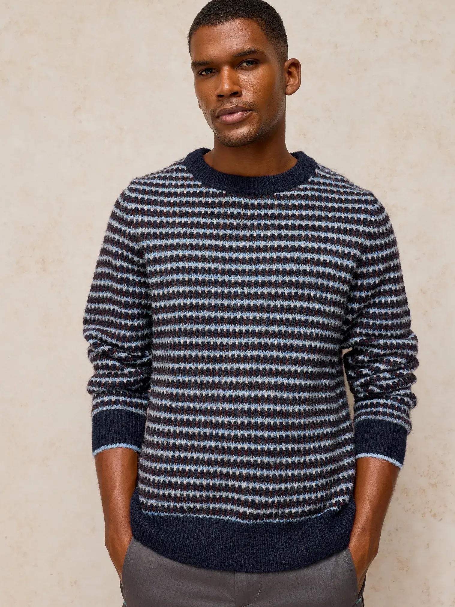 White Stuff Hamilton Stripe Herentrui Blue Multi-1