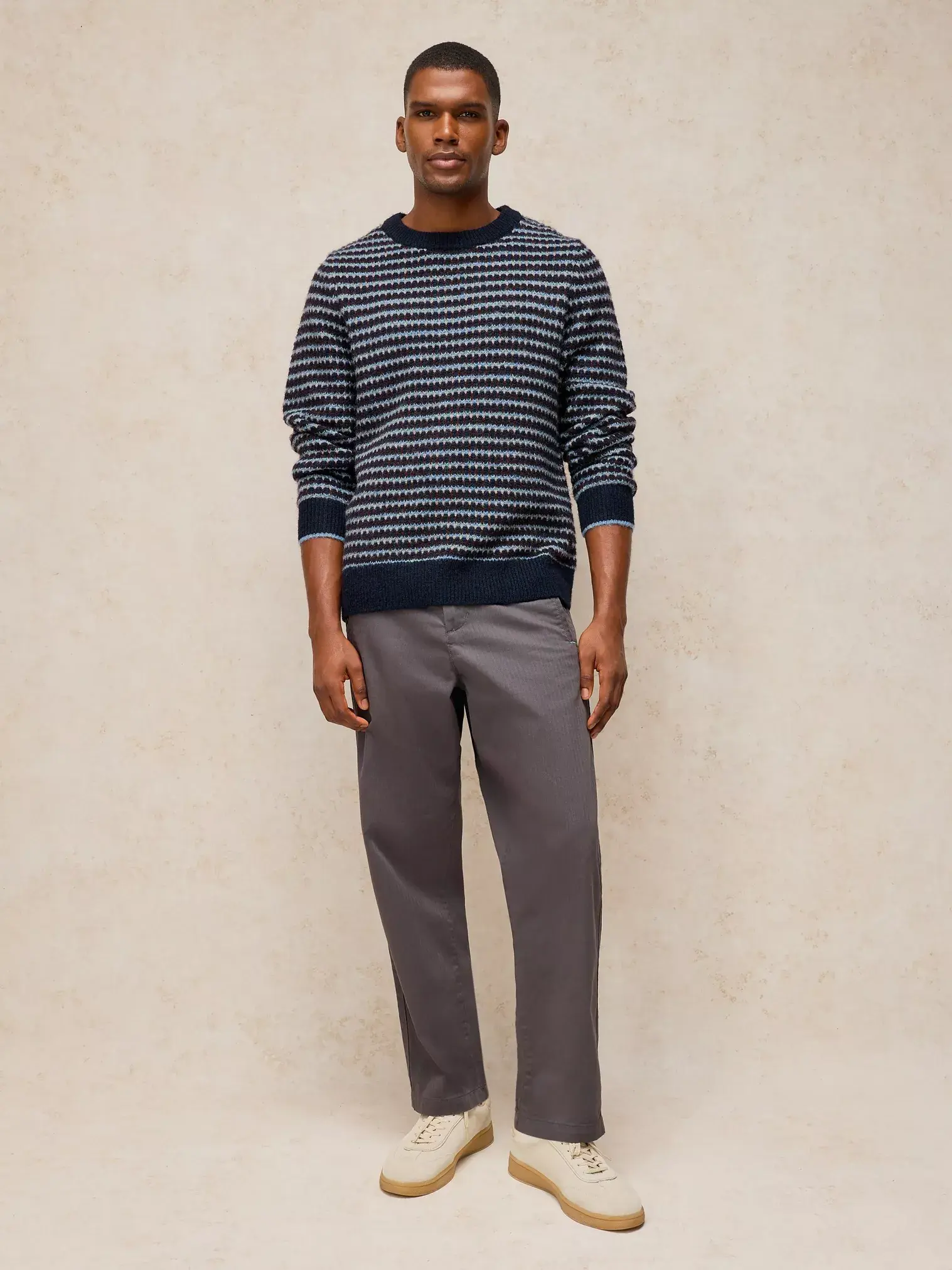 White Stuff Hamilton Stripe Herentrui Blue Multi-2