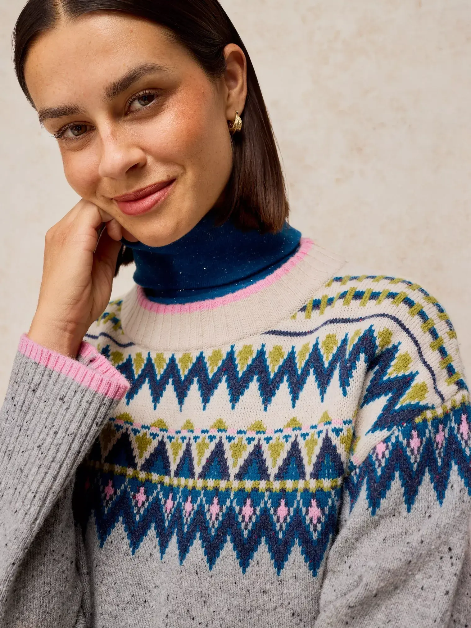 cedar fairisle trui grijs multi-1