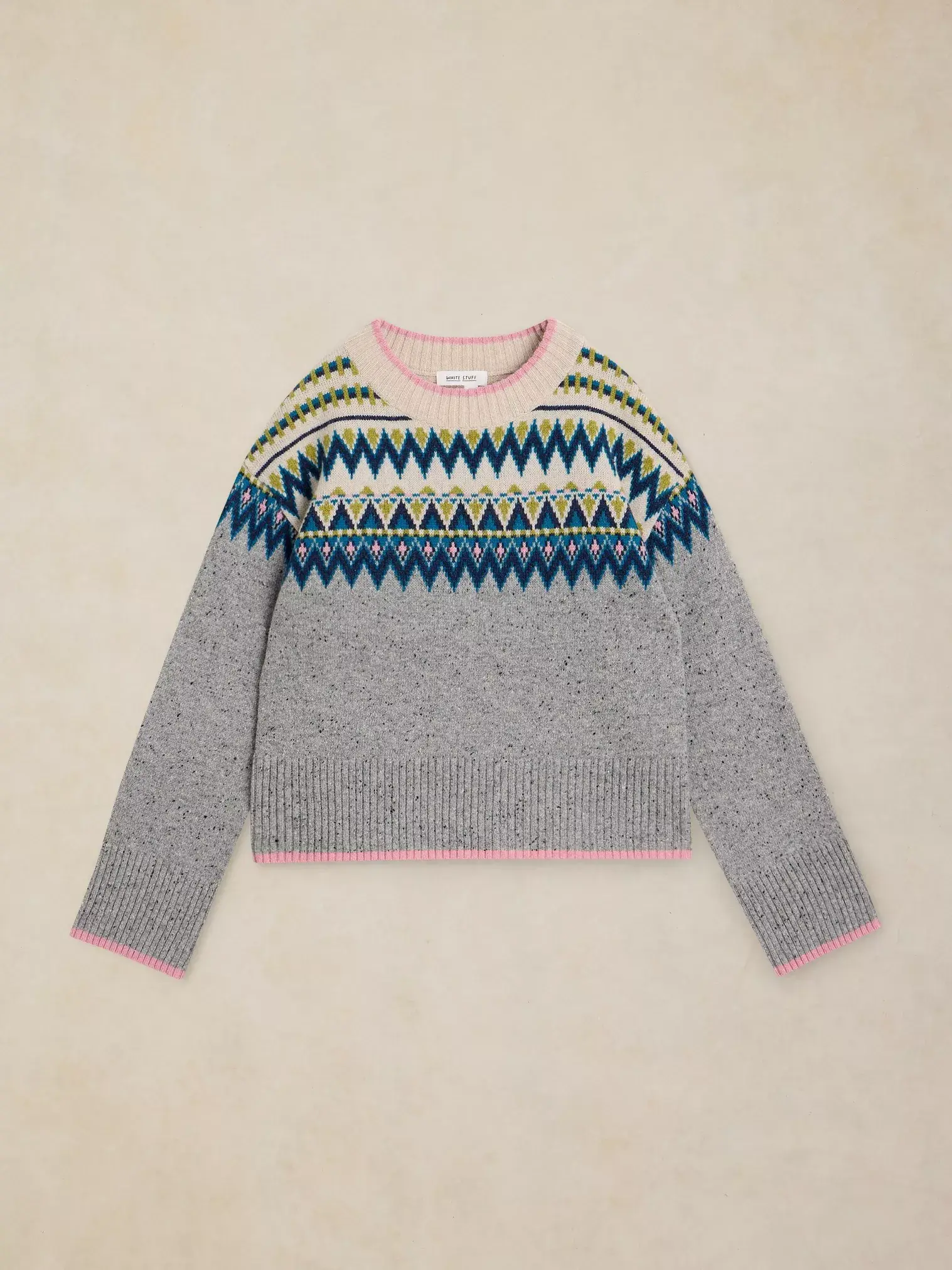 cedar fairisle trui grijs multi-5