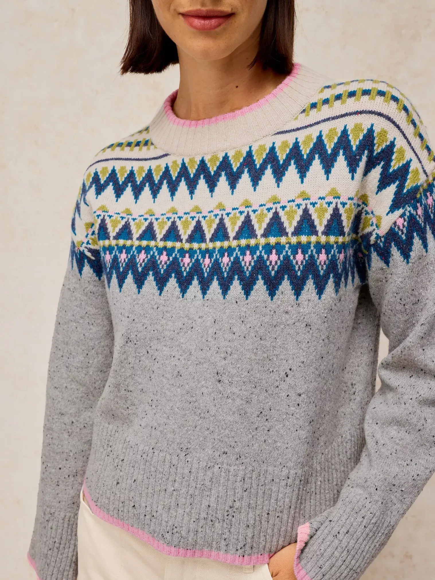 cedar fairisle trui grijs multi-3