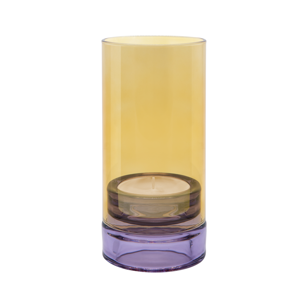 REMEMBER Lys Lilac Windlicht | Geel & Lila Glas-1