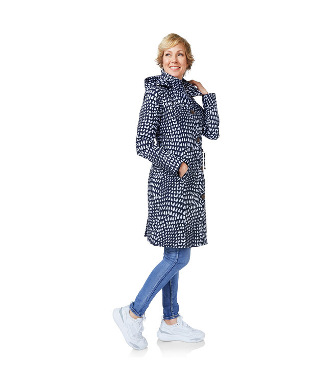 Happy Rainy Days Happy Rainy Days Raincoat Dames  Porto Blue/ White