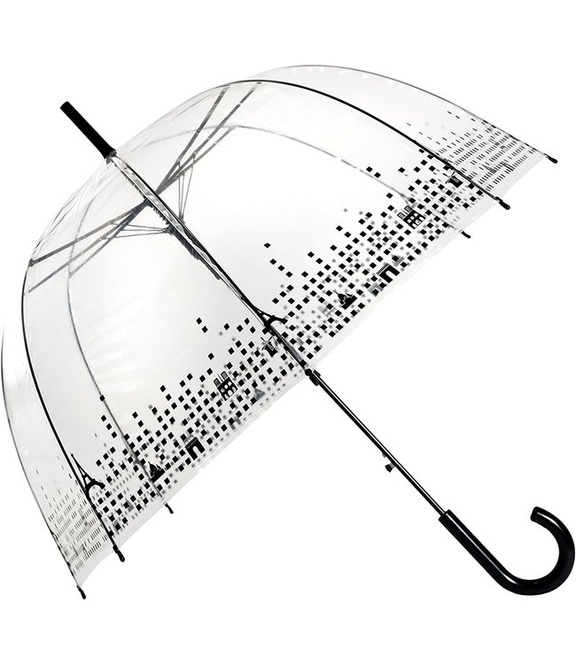 Large transparent umbrella black border  - Paris