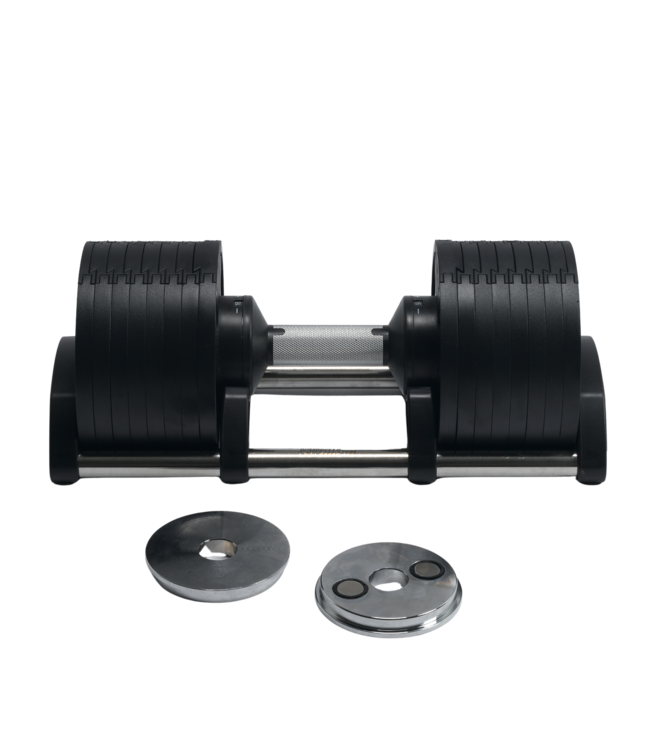 COMBIDEAL 2 x 28KG | 8 (met magneetgewichten 15) DUMBELLS  + STAND