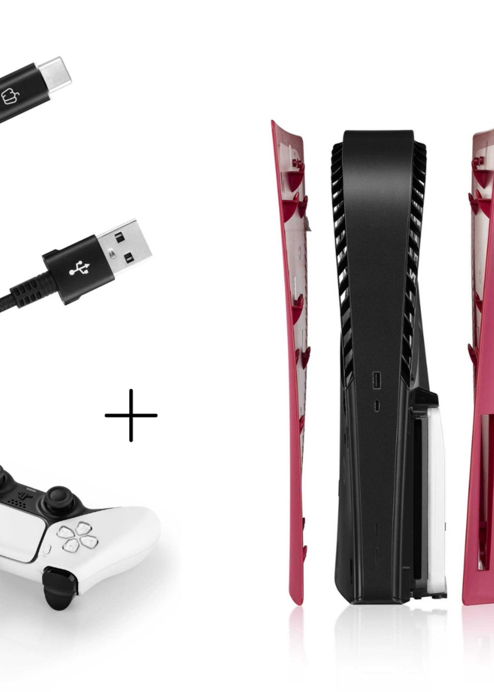 PS5  Faceplate Cosmic Red + USB-A naar USB-C Kabel 3 Meter