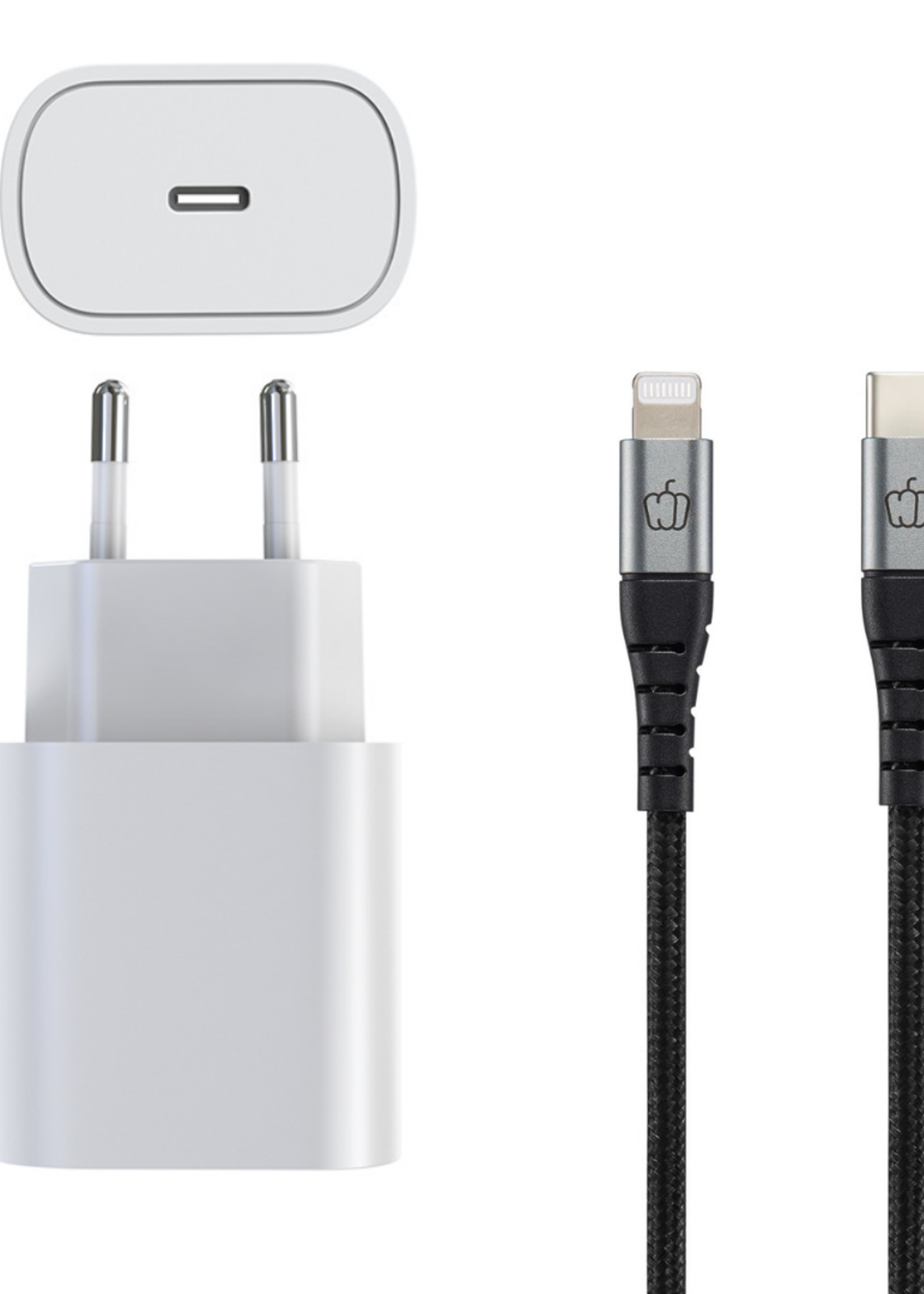 Keelholte Sanctie tellen Oplader USB C PD25W + USB-C naar lightning kabel | Snellader 25W |  Universeel | Wit | - PEPPER-JOBS.store By Buxistic