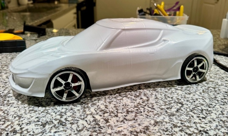 A custom RC car body made out of HIPS