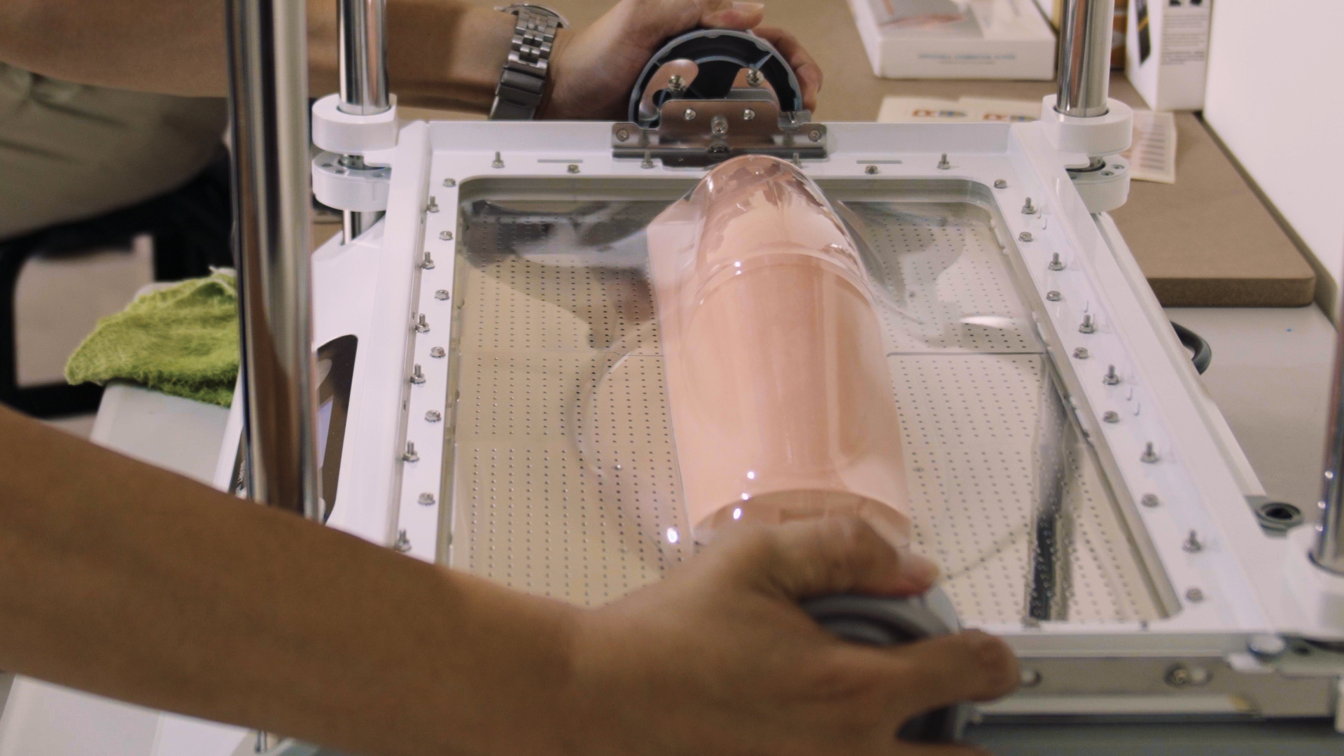Vacuum forming a PET sheet over the mould of the canopy