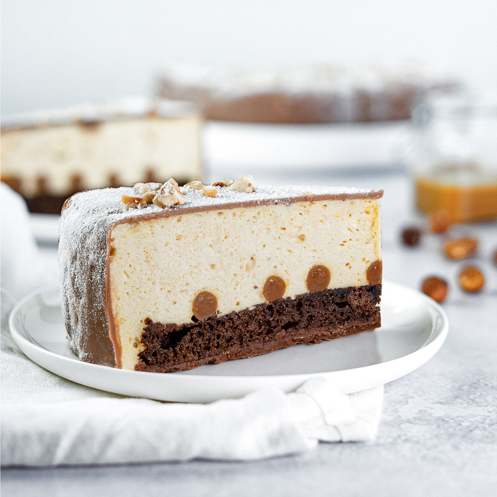 Hazelnoot karamel taart (bevroren)