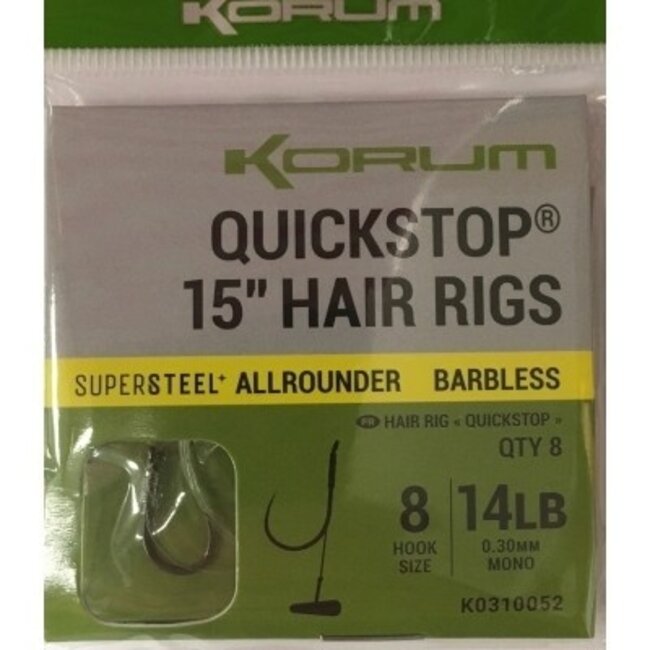 korum big fish hairstops with quickstops barbless