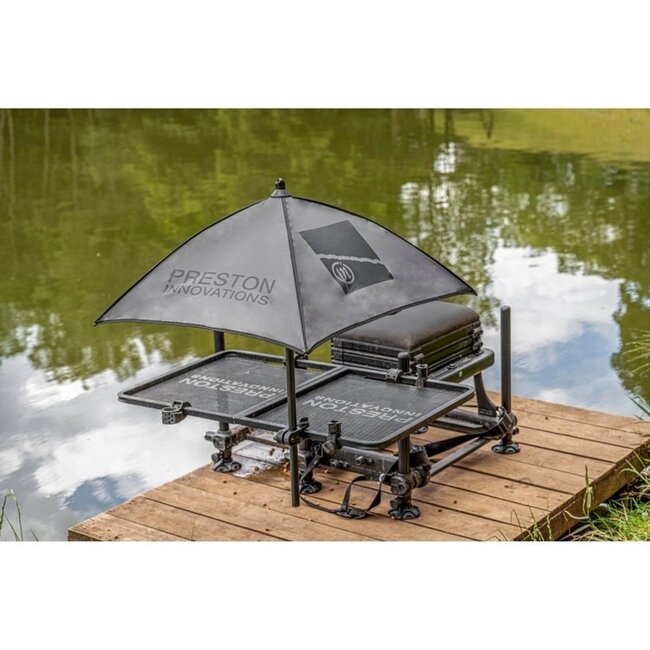 preston offbox grey bait brolly