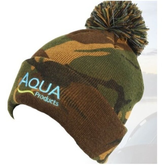 aqua camo bobble hat