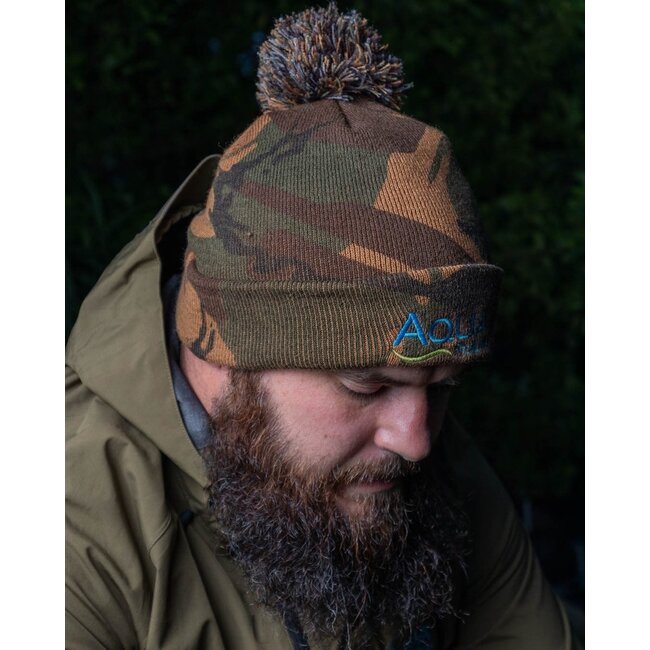 aqua camo bobble hat