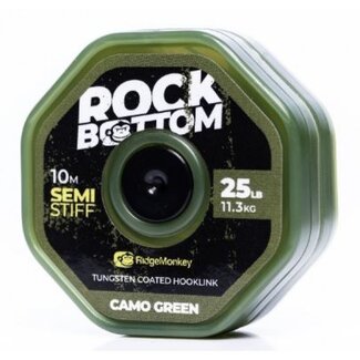 ridgemonkey connexion rock bottom tungsten semi stiff coated hooklink 25lb