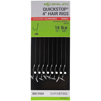 korum big fish hair rigs with quickstops  barbed