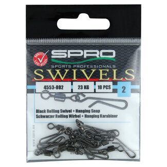 spro black rolling swivel with hanging snap