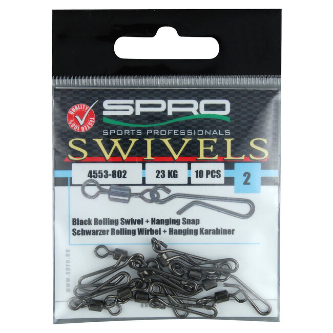 spro black rolling swivel with hanging snap