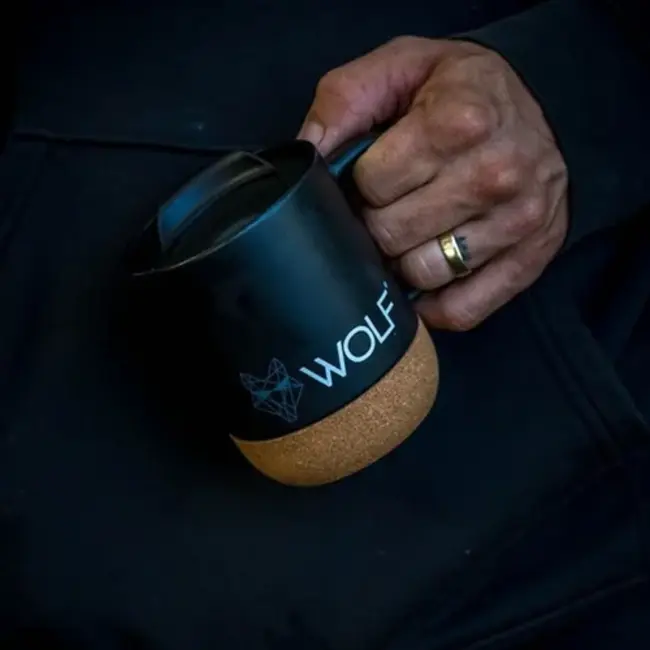 wolf ceramic black mug black edition