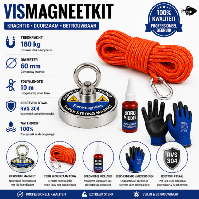 Elite magneet set 180 kg inclusief koffer