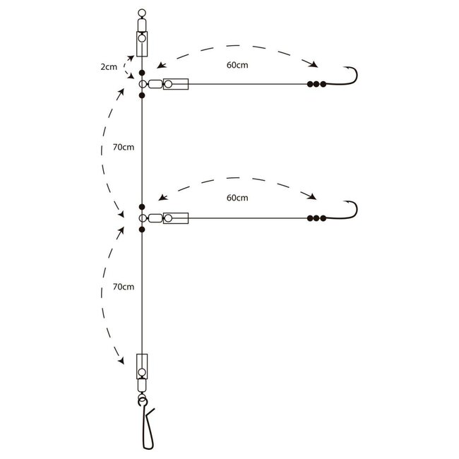 yuki atlantic surf rig  |  afstands zee onderlijn