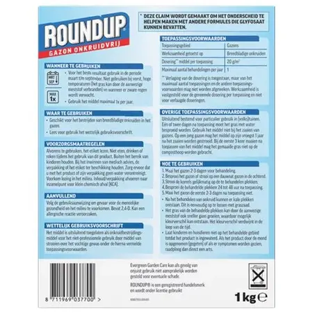 Roundup Unkraut-Frei 1 kg. - Rasen - Gegen u.a. Klee, Löwenzahn - Garden Select