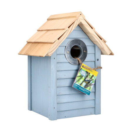 Vogelhuisje Blauw - Strandhuis Aruba Blue - Nestkast - Koolmees - Mussen - Pimpelmees - Budget Sinterklaas - Kerst Cadeautjes