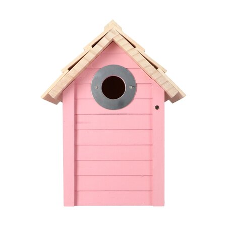 Vogelhuisje Roze - Strandhuis Sint Maarten Roze - Nestkast - Koolmees - Mussen - Pimpelmees - Budget Sinterklaas - Kerst Cadeautjes