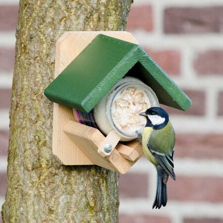 CJ Wildlife Bird Peanut Butter In Pot Holder For All Wild Birds - Hang On Wall, Tree Or Fence