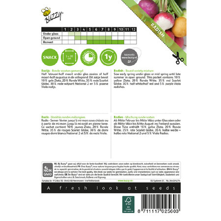 Buzzy Radish - Mixed Radishes - Various Round Varieties - Easy to grow