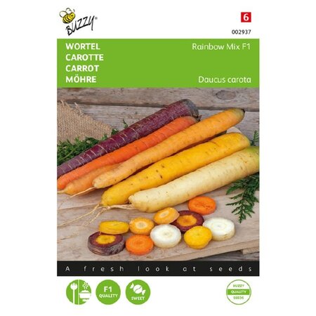 Buzzy Summer carrot - Rainbow Mix F1 - Coloured Tasty Carrots - Hybrid Variety