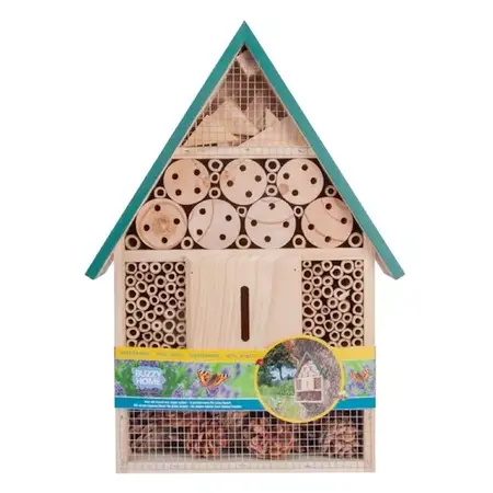 Buzzy Insect Hotel Green 39.5cm - Let Insects Overwinter - Kitchen Garden - Flower Meadow