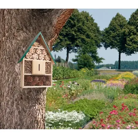 Buzzy Insecten Hotel Groen 39.5cm  - Laat Insecten Overwinteren - Moestuin - Bloemenweide