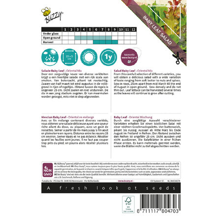 Buzzy Baby Leaf Salad / Oriental Mix - Saatgut für gemischten Salat - Gemüsesamen kaufen?