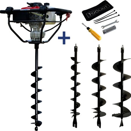 EGI Auger Set - Includes 3 Drills - 4 Stroke Petrol Auger Machine
