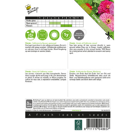 Buzzy Zinnia - Californische Reuzen - Gemengd - Dubbelbloemig - Bloemzaden Kopen?