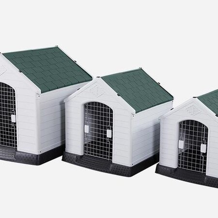 Topmast Kunststoff-Hundehütte, wetterfest, 87,7 x 78,5 x 81,5 cm – Weiß + Blau – Groß