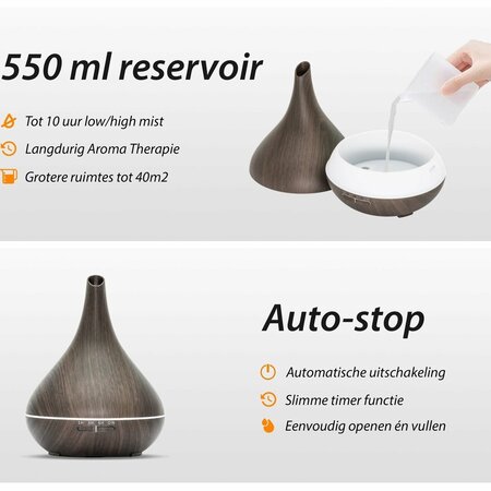 Aroma Diffuser - Lotus Pro - Dark Wood with LED Lighting - Garden Select