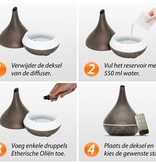 Aroma Diffuser - Lotus Pro - Dark Wood met Led Verlichting - Garden Select