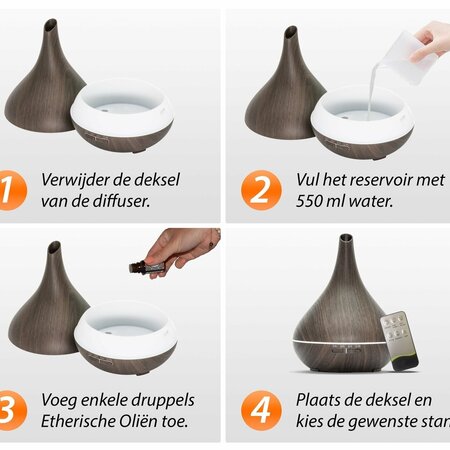 Aroma Diffuser - Lotus Pro - Dark Wood with LED Lighting - Garden Select