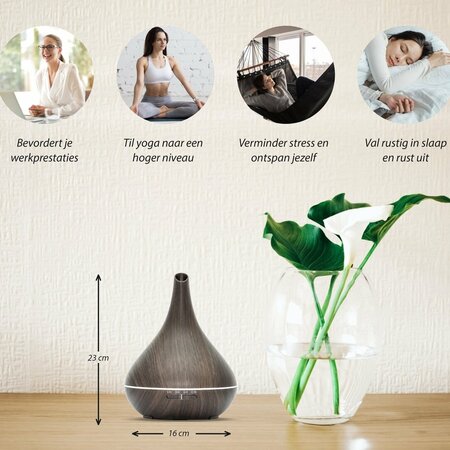 Aroma Diffuser - Lotus Pro - Dark Wood with LED Lighting - Garden Select