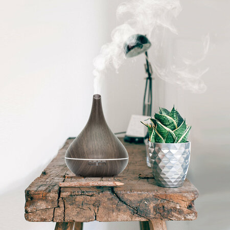 Aroma Diffuser - Lotus Pro - Dark Wood met Led Verlichting - Garden Select