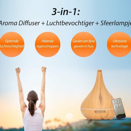 Aroma Diffuser – Lotus Pro – Light Wood – Mit LED-Beleuchtung – Garden Select