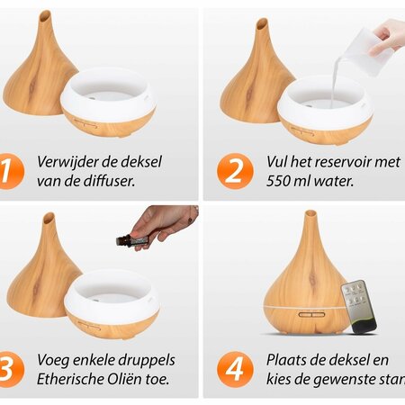 Aroma Diffuser - Lotus Pro - Light Wood - With LED Lighting - Garden Select