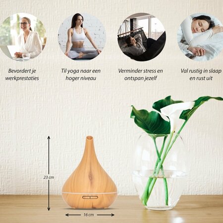 Aroma Diffuser - Lotus Pro - Light Wood - Met Led Verlichting - Garden Select